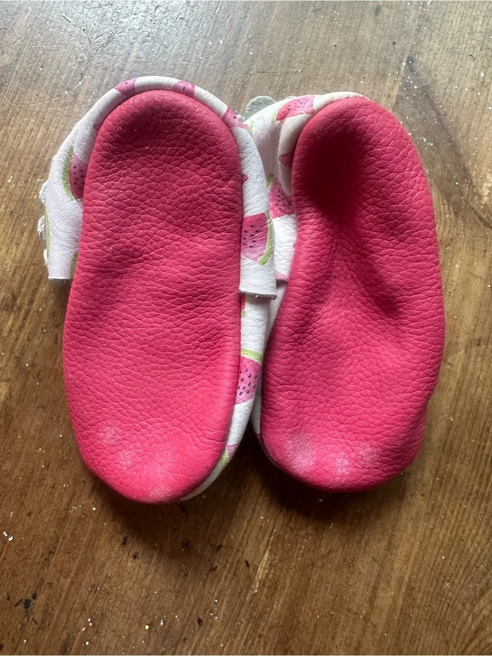 Freshly Picked Pink Strawberry Print Mary Jane Baby Shoes